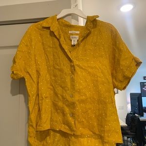 Yellow polka dotted button up